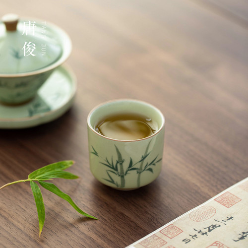 手繪釉下彩功夫茶盃單個陶瓷茶碗個人專用景德鎮茶盞茶具主人盃