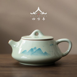 手繪釉下彩石瓢壺功夫茶壺單壺泡茶壺茶具景德鎮2024新款一人陶瓷