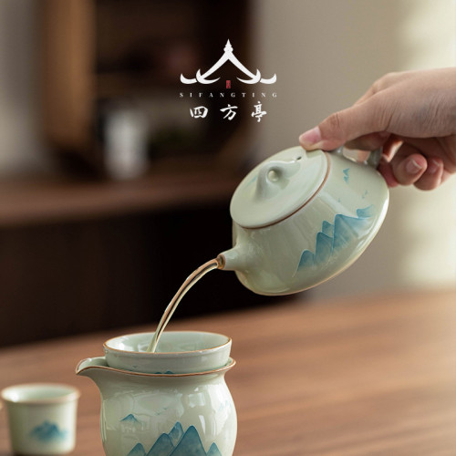 手繪釉下彩石瓢壺功夫茶壺單壺泡茶壺茶具景德鎮2024新款一人陶瓷