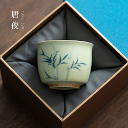 手繪釉下彩功夫茶盃主人盃陶瓷盞個人專用景德鎮喝茶高檔茶具盃子
