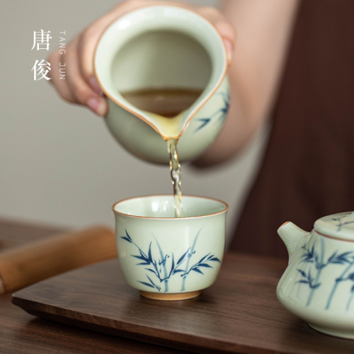 手繪釉下彩功夫茶盃主人盃陶瓷盞個人專用景德鎮喝茶高檔茶具盃子