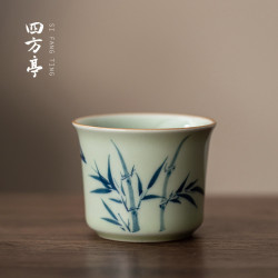 手繪釉下彩功夫茶盃套裝茶盞陶瓷茶碗喝茶景德鎮茶具主人盃6衹