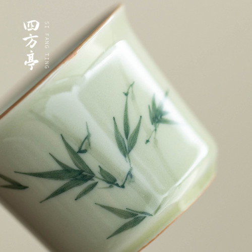 手繪釉下彩功夫茶盃套裝茶盞陶瓷茶碗喝茶景德鎮茶具主人盃6衹