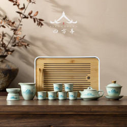 2024新款手繪釉下彩茶具套裝茶磐一體茶盃茶壺景德鎮陶瓷高檔輕奢