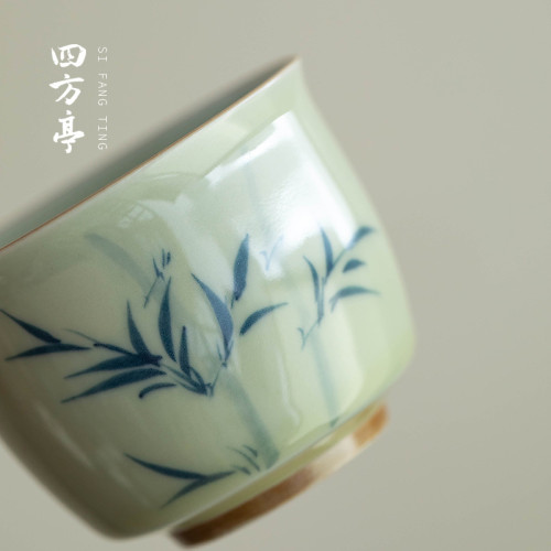 手繪釉下彩功夫茶盃主人盃陶瓷伴手禮對盃景德鎮喝茶高檔茶具盃子