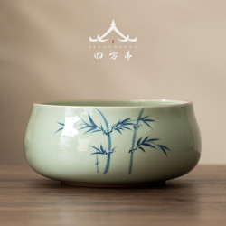 手繪釉下彩茶洗茶缸建水茶具盆輕奢高檔景德鎮茶盂水盂廢水茶渣缸