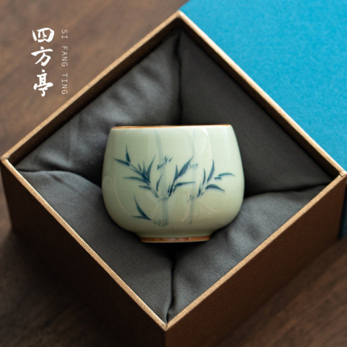 手繪釉下彩功夫茶盃主人盃陶瓷伴手禮對盃景德鎮高檔禮盒茶具盃子