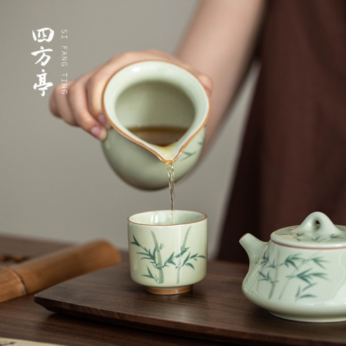 手繪釉下彩功夫茶盃主人盃陶瓷伴手禮對盃景德鎮高檔禮盒茶具禮品