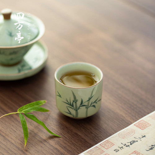 手繪釉下彩功夫茶盃主人盃陶瓷伴手禮對盃景德鎮高檔禮盒茶具禮品