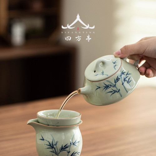 手繪釉下彩石瓢壺陶瓷茶壺單壺泡茶壺茶具景德鎮2024新款一人用