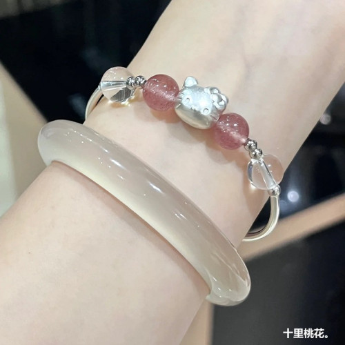 天然白玉髓手鐲馬達加斯加香檳色瑪瑙手鐲女冰種馬料白月光荔枝凍