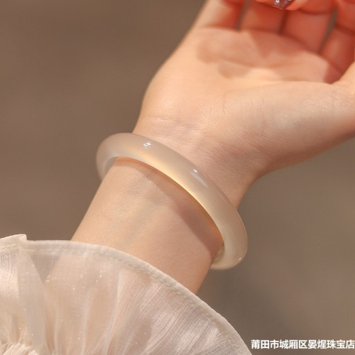 玉髓手鐲少女款高冰白月光天然巴西瑪瑙手鐲子節日送女友禮物時尚