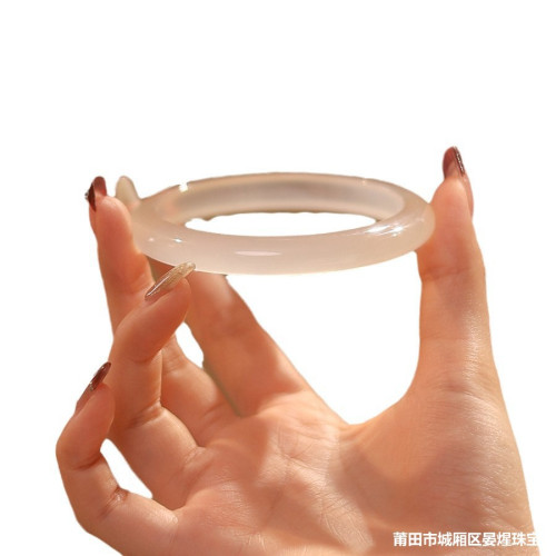 玉髓手鐲少女款高冰白月光天然巴西瑪瑙手鐲子節日送女友禮物時尚