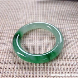 緬甸老坑翡翠玉鐲手鐲圓條綠花冰種陽綠貴妃玉石手鐲子送媽媽禮物