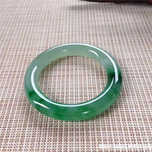 緬甸老坑翡翠玉鐲手鐲圓條綠花冰種陽綠貴妃玉石手鐲子送媽媽禮物