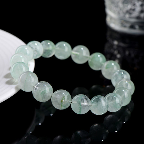 久雅水晶 天然翠幽霛金字塔圓珠手鏈 綠幽霛金子塔散珠手串 批髮