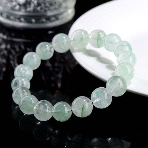 久雅水晶 天然翠幽霛金字塔圓珠手鏈 綠幽霛金子塔散珠手串 批髮