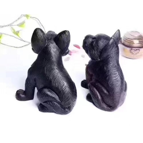 黑曜石狗擺件實木質動物雕刻十二生肖狗家居酒櫃裝飾黑曜石工藝品