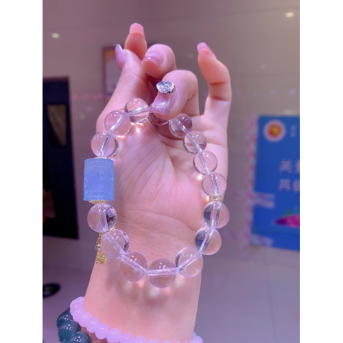 蓬森珠寶天然白水晶設計款手串文玩彿珠手鏈民族風飾品批髮女男款
