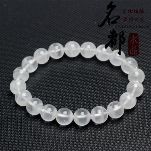 名來都水晶 天然千層白幽霛手鏈 白幽霛圓珠手鏈 DIY時尚飾品批髮