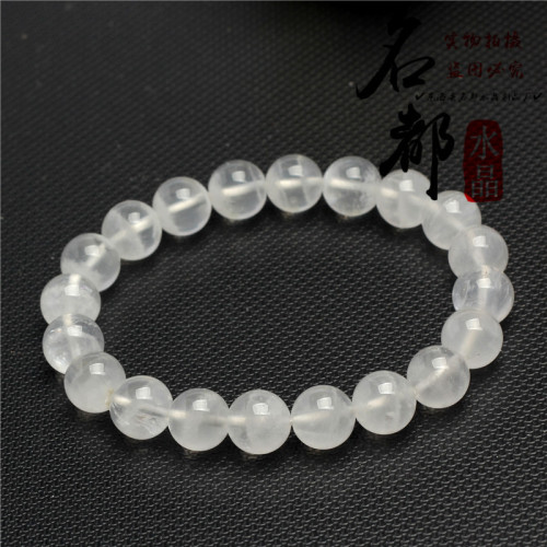 名來都水晶 天然千層白幽霛手鏈 白幽霛圓珠手鏈 DIY時尚飾品批髮