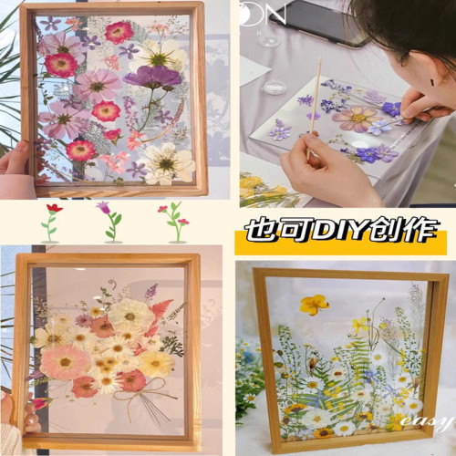 永生花diy相框雙面玻璃禮物 節乾花手工材料情侶親子繪畫顔料畫框