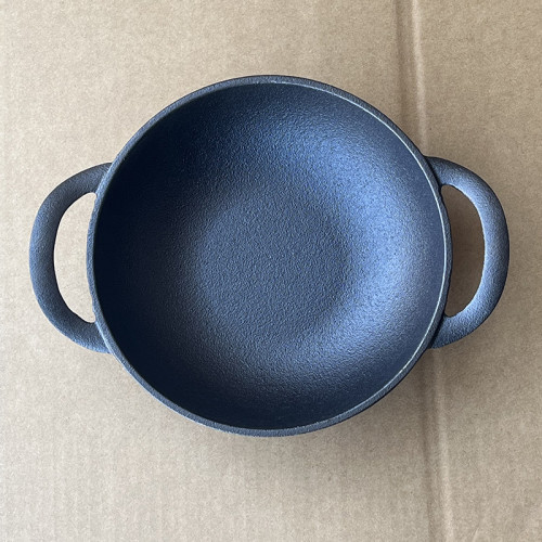 鑄鉄小乾鍋19CM雙耳小炒鍋平底煎鍋不粘鍋加厚迷你小鉄鍋無塗層