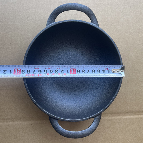 鑄鉄小乾鍋19CM雙耳小炒鍋平底煎鍋不粘鍋加厚迷你小鉄鍋無塗層