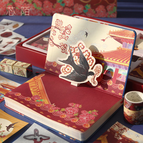 創意手帳禮盒套裝筆記本學生中國風復古兒童禮品可愛畢業貼紙膠帶
