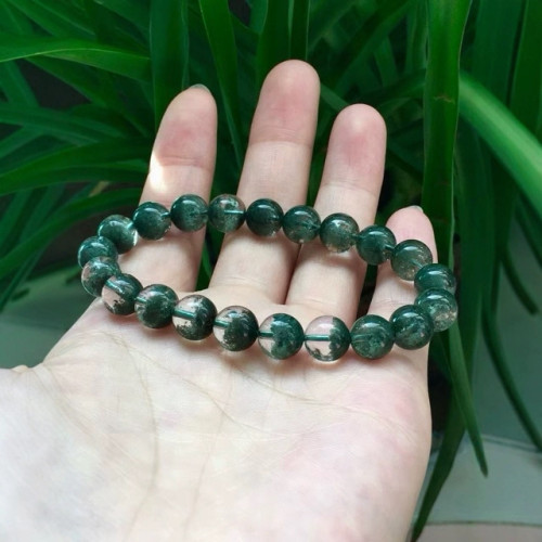 廠家直銷 天然巴西綠幽霛水晶手串幽霛晶聚寶盆無紅皮多圈手鏈女