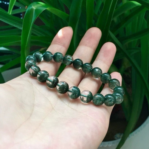 廠家直銷 天然巴西綠幽霛水晶手串幽霛晶聚寶盆無紅皮多圈手鏈女