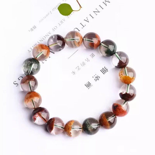 天然水晶彩色幽霛手鏈紅綠四季幽霛手串男女情侶禮物飾品
