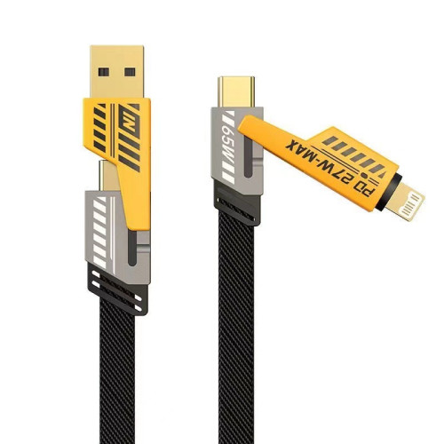 機甲四合一數據線二拖二適用蘋果15/16華爲四合一快充手機充電線
