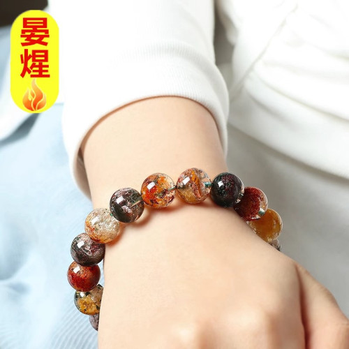 四季幽靈手串女男東海水晶瑪瑙玉髓玉石散珠多寶綠幽靈聚寶盆手鏈