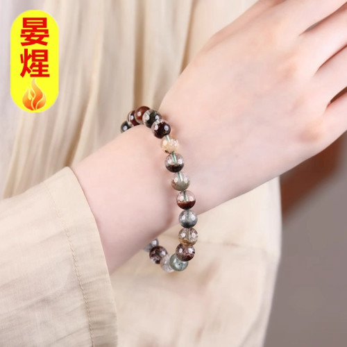 四季幽靈手串女男東海水晶瑪瑙玉髓玉石散珠多寶綠幽靈聚寶盆手鏈