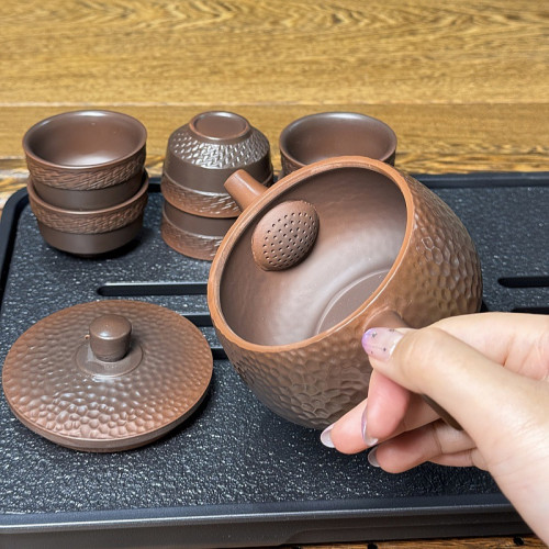 紫陶漢瓦壺出水鳥叫可斷水鳳鳴壺紫砂壺整套茶具茶磐功夫茶具家用