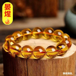 天然黃水晶單圈手鏈男女黃色水晶DIY配件圓珠黃水晶手串 廠家批髮