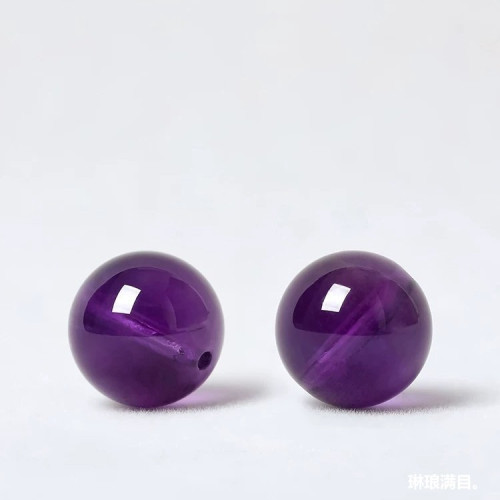 天然紫水晶散珠單珠流行時尚DIY設計配件紫水晶圓珠飾品廠家批髮