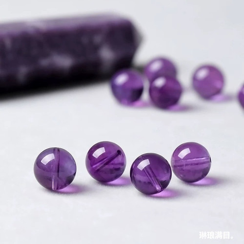 天然紫水晶散珠單珠流行時尚DIY設計配件紫水晶圓珠飾品廠家批髮