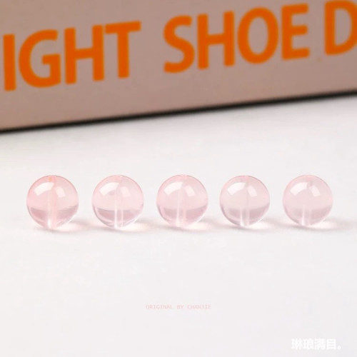 天然冰種莫桑比克粉晶散珠圓珠手工串珠編織粉水晶單珠手鏈女飾品