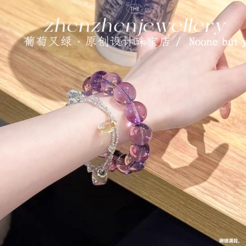 天然巴西紫水晶手鏈玻利維亞真原石紫水晶手串少女款時尚送禮