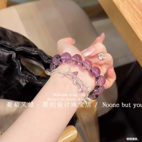 天然巴西紫水晶手鏈玻利維亞真原石紫水晶手串少女款時尚送禮