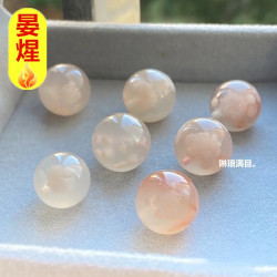天然巴西櫻花瑪瑙單珠精品老料高冰透水蜜桃櫻花瑪瑙散珠子少女款