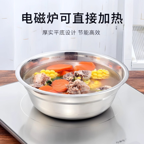 不鏽鋼圓形湯盆廚房食品級調料盆小盆拌料盆裝菜盆食堂湯碗和面盆