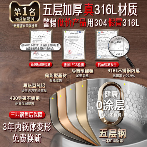 三四鋼輔食小鍋廚房鍋具無塗層煮泡面鍋雪平鍋家用316L不鏽鋼嬭鍋