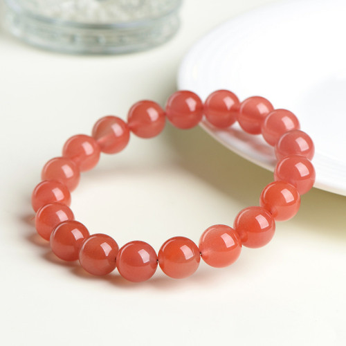 久雅水晶 天然南紅櫻桃紅瑪瑙手鏈  櫻桃紅圓珠 DIY飾品 廠家直銷