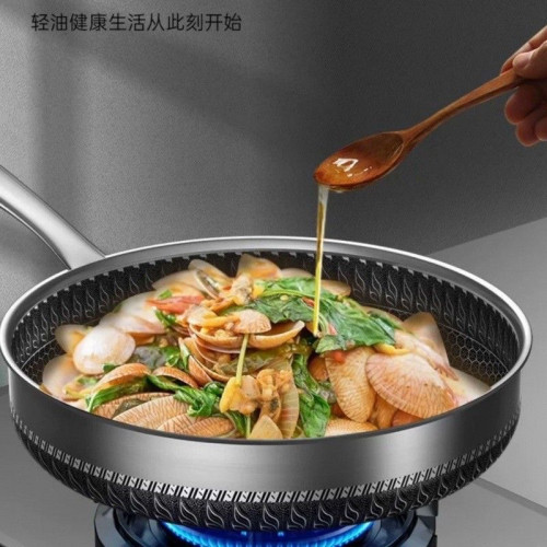 德國316不鏽鋼深煎鍋煎炒兩用不粘平底鍋燃氣灶適用家用煎蛋煎餅