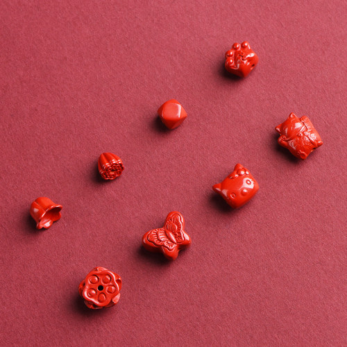 久雅水晶 原鑛高含量帝王紅砂 蝴蝶 蓮花 貓爪 小貓 硃砂手鏈配件