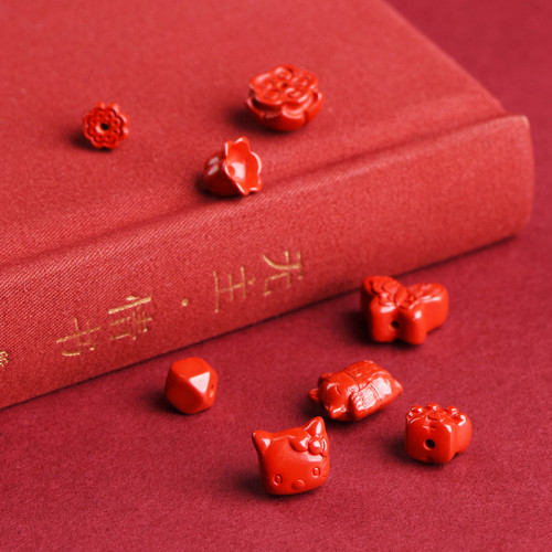 久雅水晶 原鑛高含量帝王紅砂 蝴蝶 蓮花 貓爪 小貓 硃砂手鏈配件