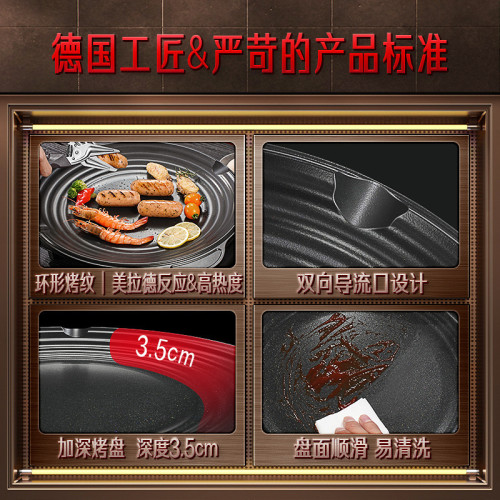 SSGP 燒煎磐不粘陶瓷鉄板韓式烤肉磐 燒烤磐家用加深無塗層烤磐